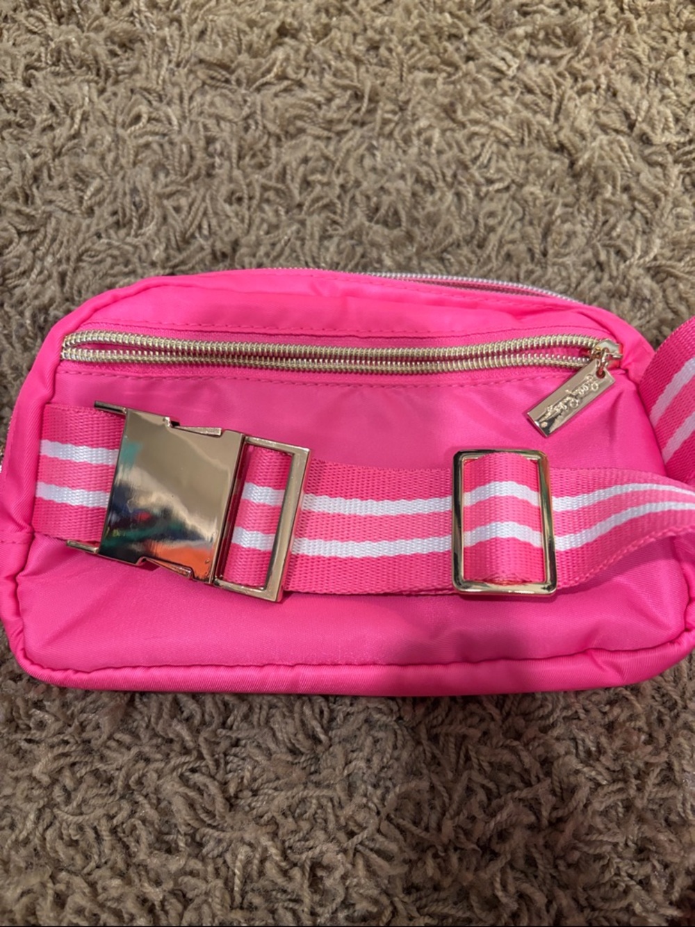 Lilly Pulitzer Hot Pink Crossbody with Striped Adjustable Strap - Picture 4 of 4